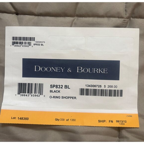 Dooney & Bourke O-Ring Shopper Black Leather Tote Bag NWT 5P832 BL $268 MSRP - Picture 14 of 15